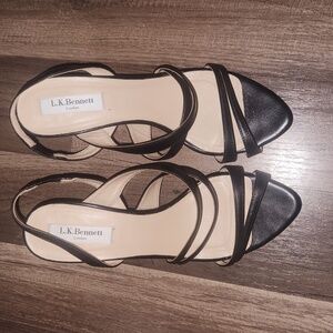 LK Bennett Addie Black Single Sole Mid Heel Sandal Size 38